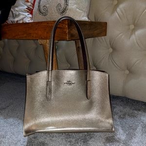 Coach Silver metallic handbag and matching wallet